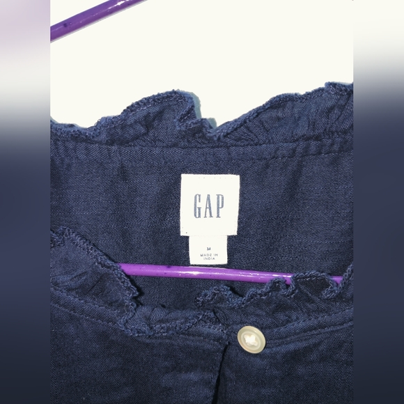 GAP 100% Authentic Button-down blouse colour tapestry navy Size M - Picture 5 of 5